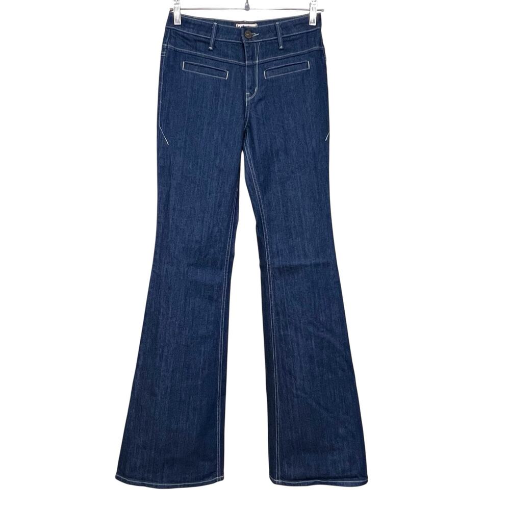 Dark Blue Wide Leg Jeans - Women's Flare Denim